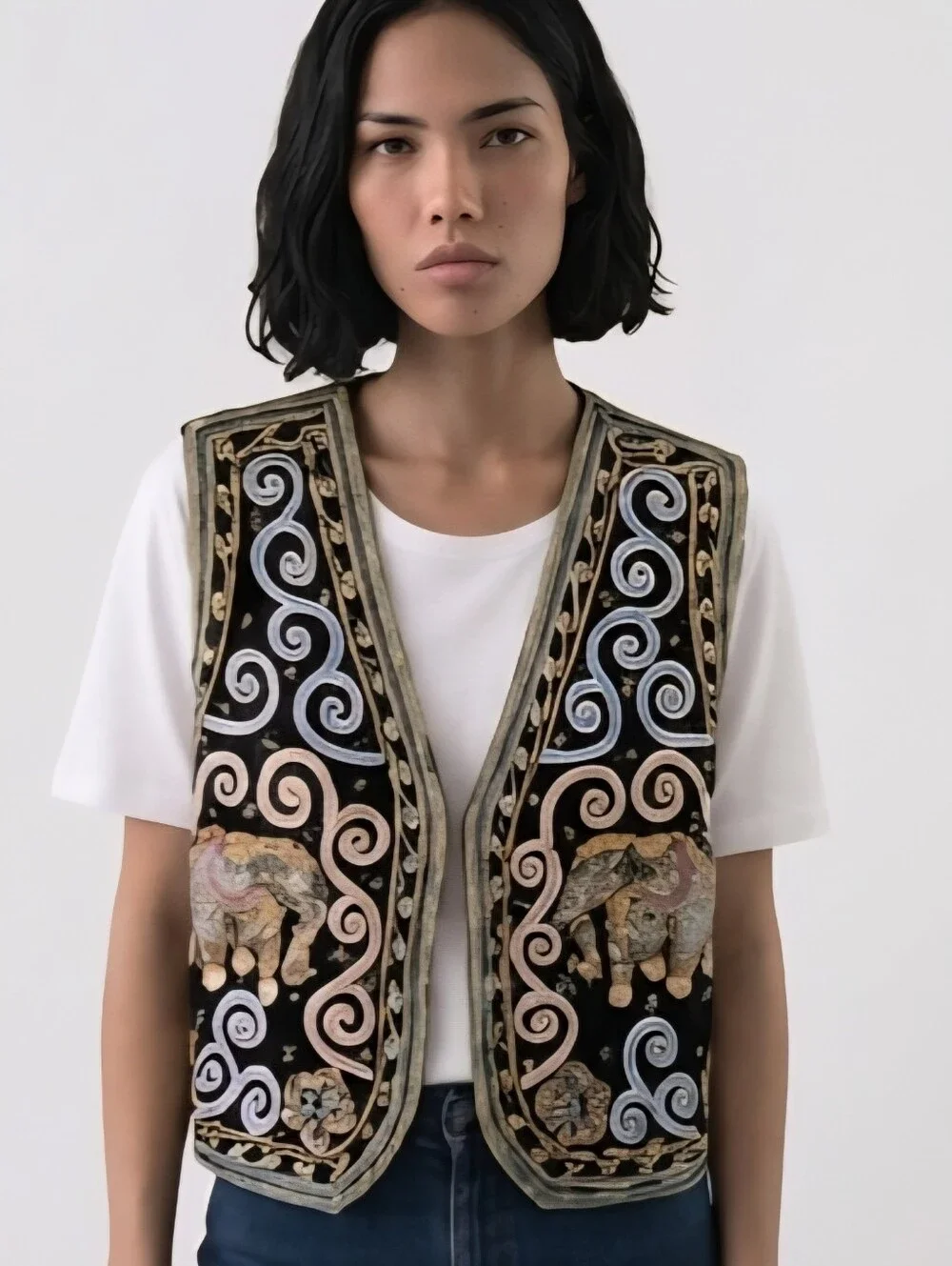 Vintage Carol Horn Workshop 🐘 Elephant 🐘 Vest Embellished Beads Sequins Ethnic